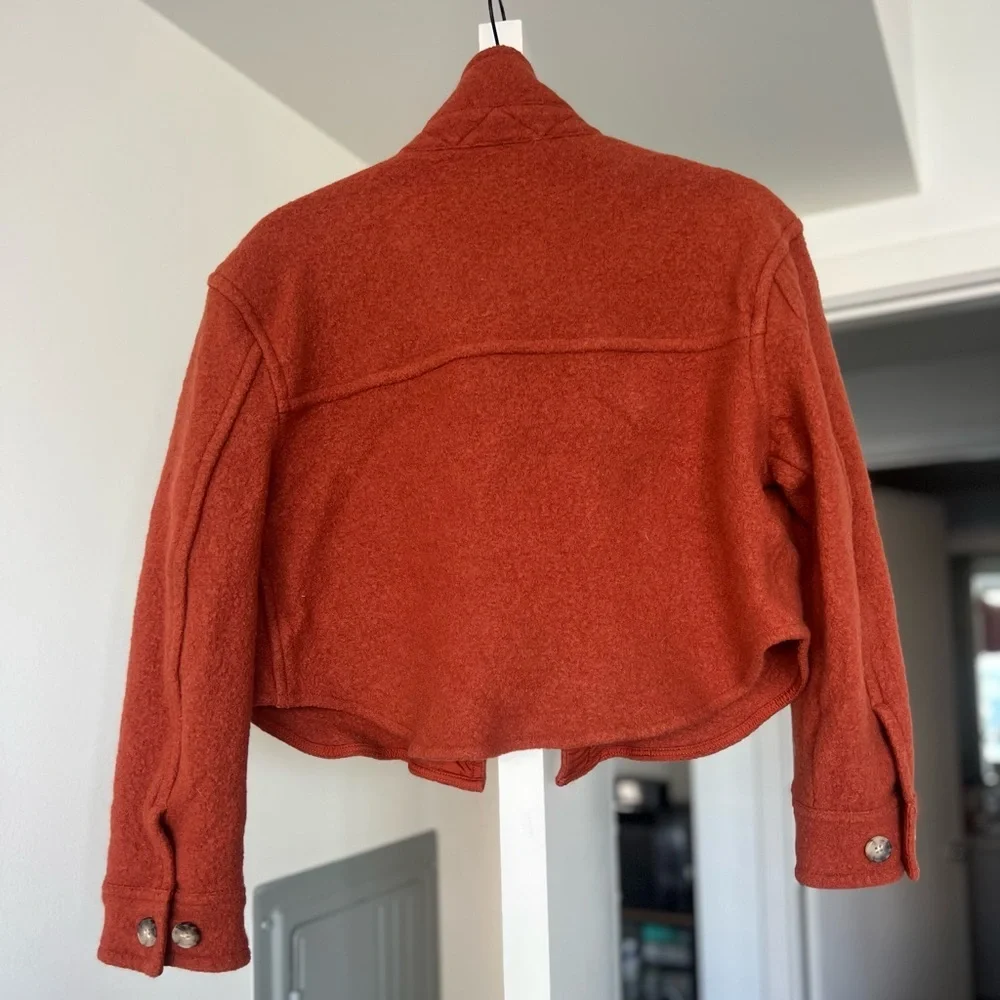 Aritzia Wilfred The Ganna Cropped Shirt Jacket/Shacket- Orange- Size S - Picture 6 of 12